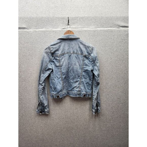 Kut From The Kloth Womens XS Distressed Denim Jacket With Button Front & Pockets - Picture 5 of 6